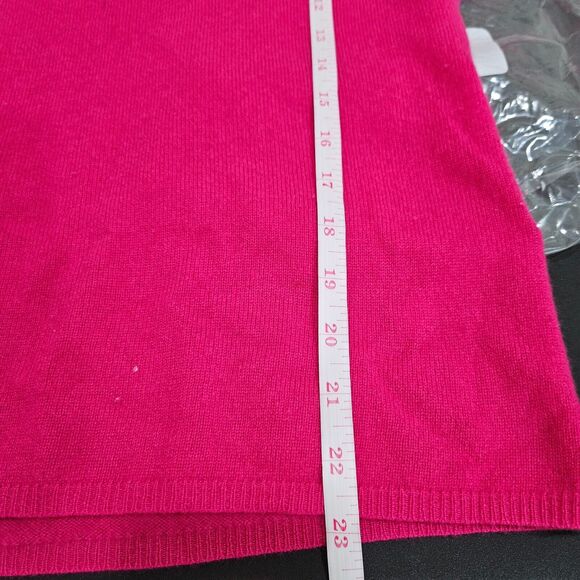 Lord & Taylor Womens Cashmere Sweater Hot Pink Small V-Neck Barbiecore Vibrant - Picture 8 of 9
